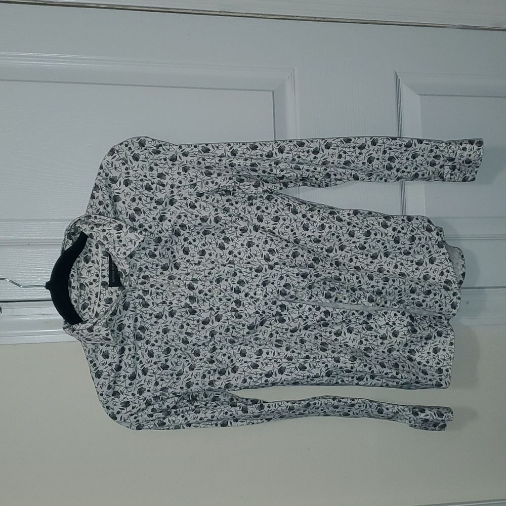 Banana Republic Black and White Floral Button Down Shirt